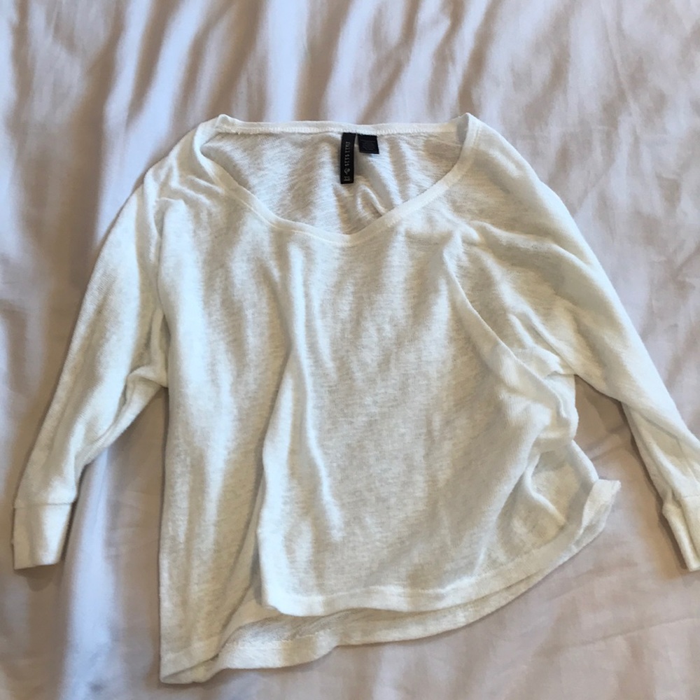 White sweater/ long sleeve, sheer